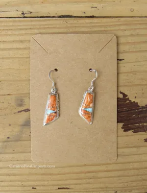 Sterling Silver Spiny Oyster and Opal Inlay Fish Earrings STER027