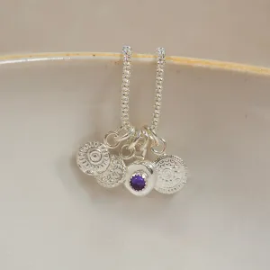 Sterling Silver Talisman Birthstone Cluster Necklace