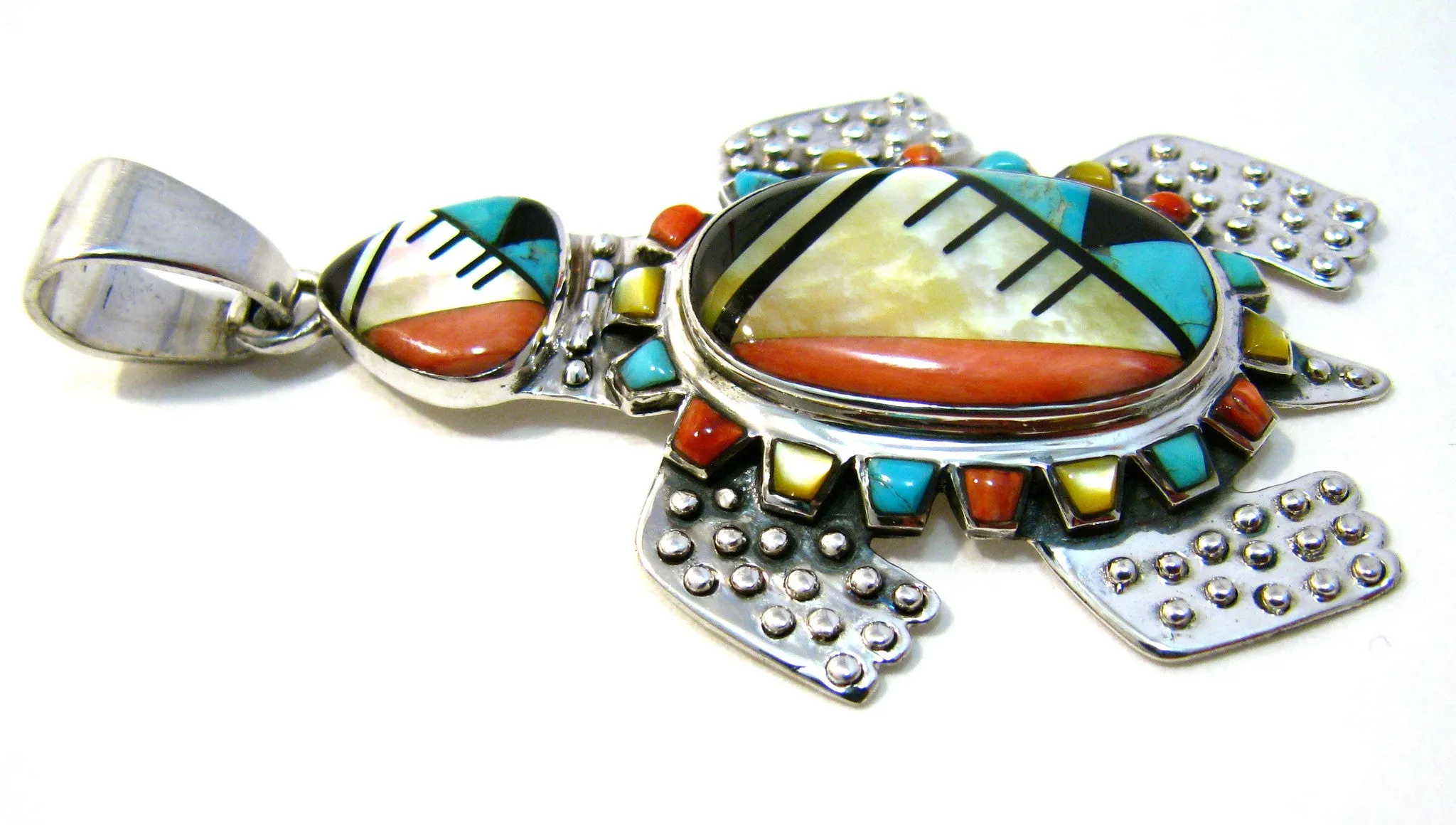 Sterling Silver Turtle Multi Stone Set Pendant and Earrings TSC050
