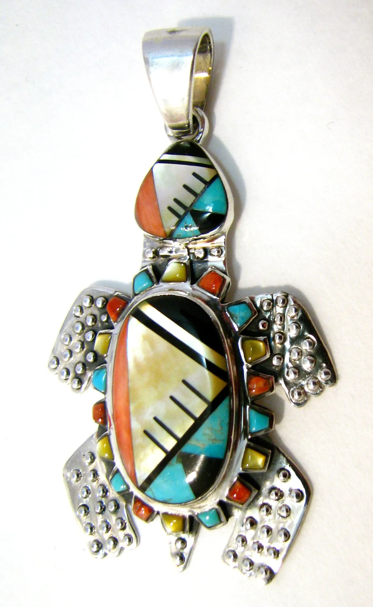 Sterling Silver Turtle Multi Stone Set Pendant and Earrings TSC050