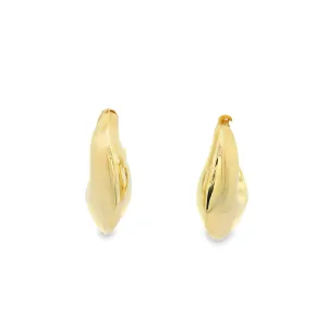 Sterling Silver Yellow Gold Plated Knife Edge Half Hoop Stud Earrings