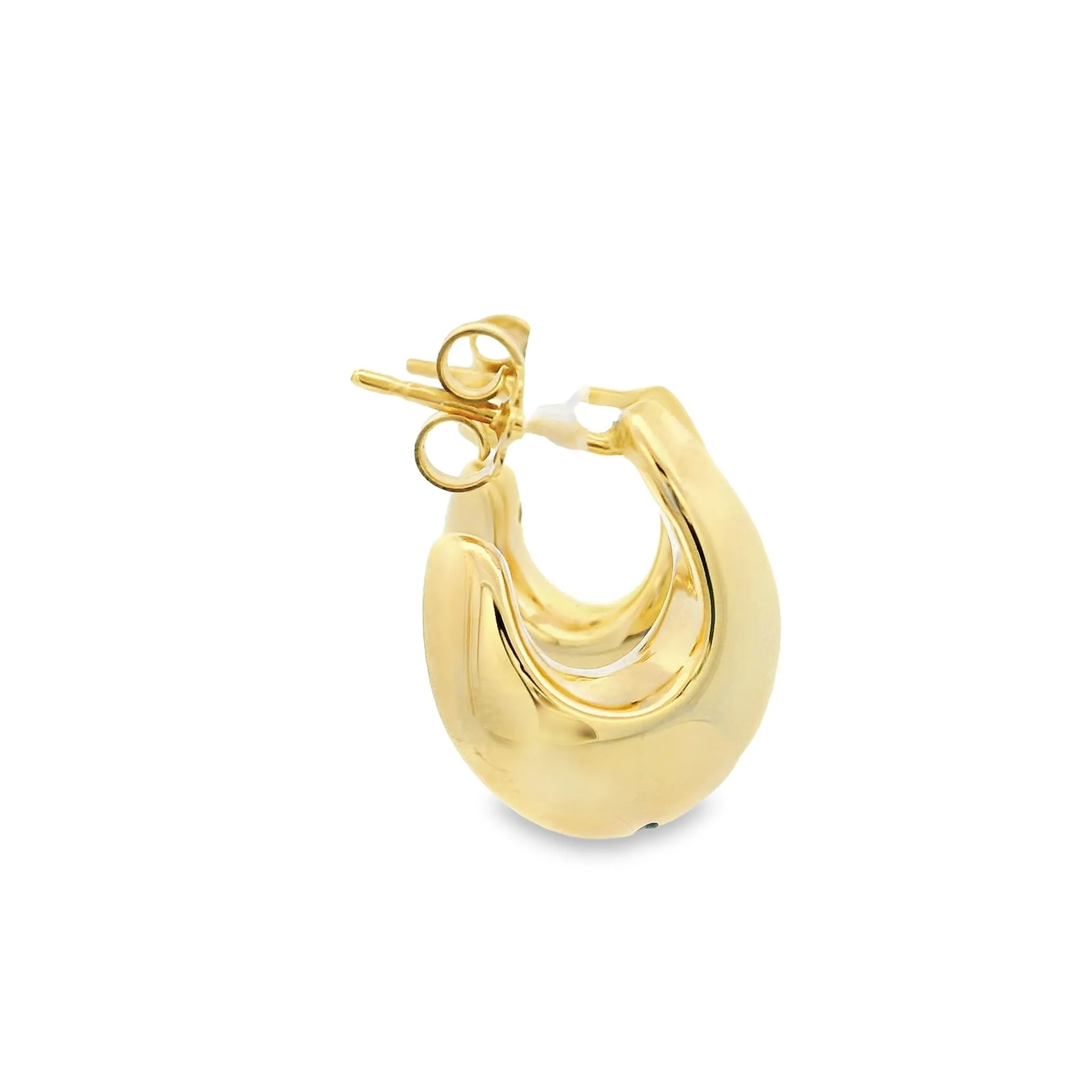 Sterling Silver Yellow Gold Plated Knife Edge Half Hoop Stud Earrings
