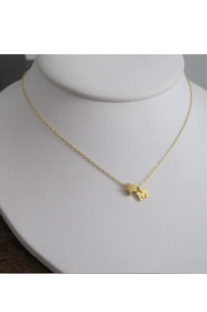 Sterling Star Letter Charm Necklace
