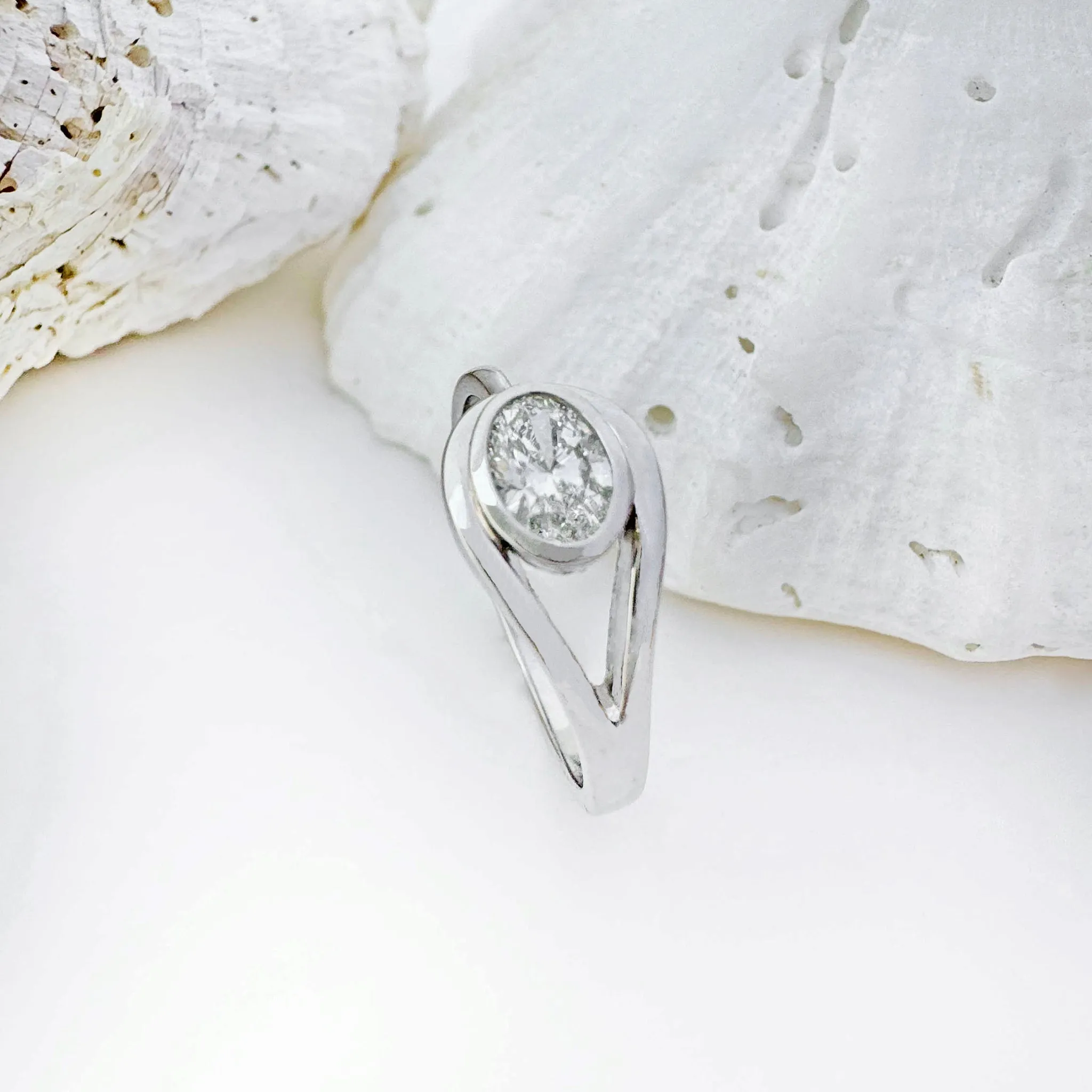 Sublime Looped Oval White Diamond White Gold Ring