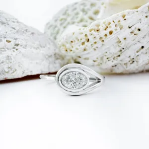 Sublime Looped Oval White Diamond White Gold Ring