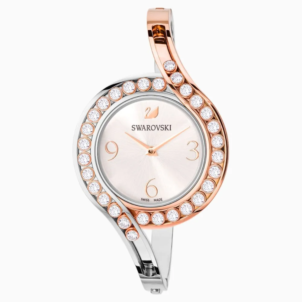 Swarovski Lovely Crystals Bangle Watch Metal Bracelet White Bicolor