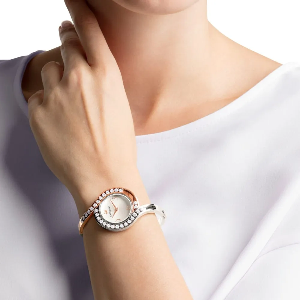 Swarovski Lovely Crystals Bangle Watch Metal Bracelet White Bicolor