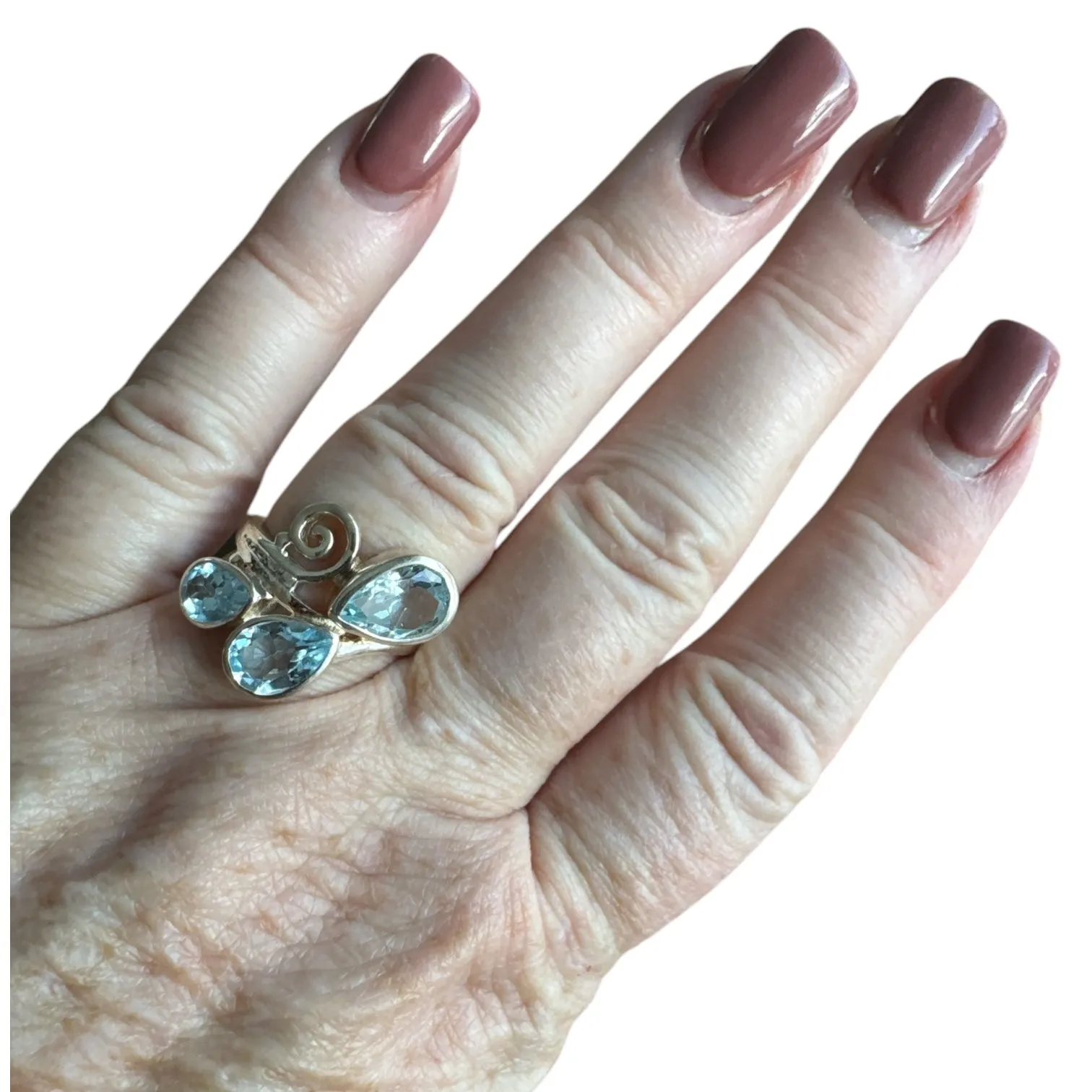 Swiss Blue Topaz Solid 925 Sterling Silver Ring 7.5