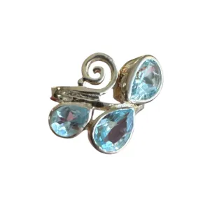 Swiss Blue Topaz Solid 925 Sterling Silver Ring 7.5