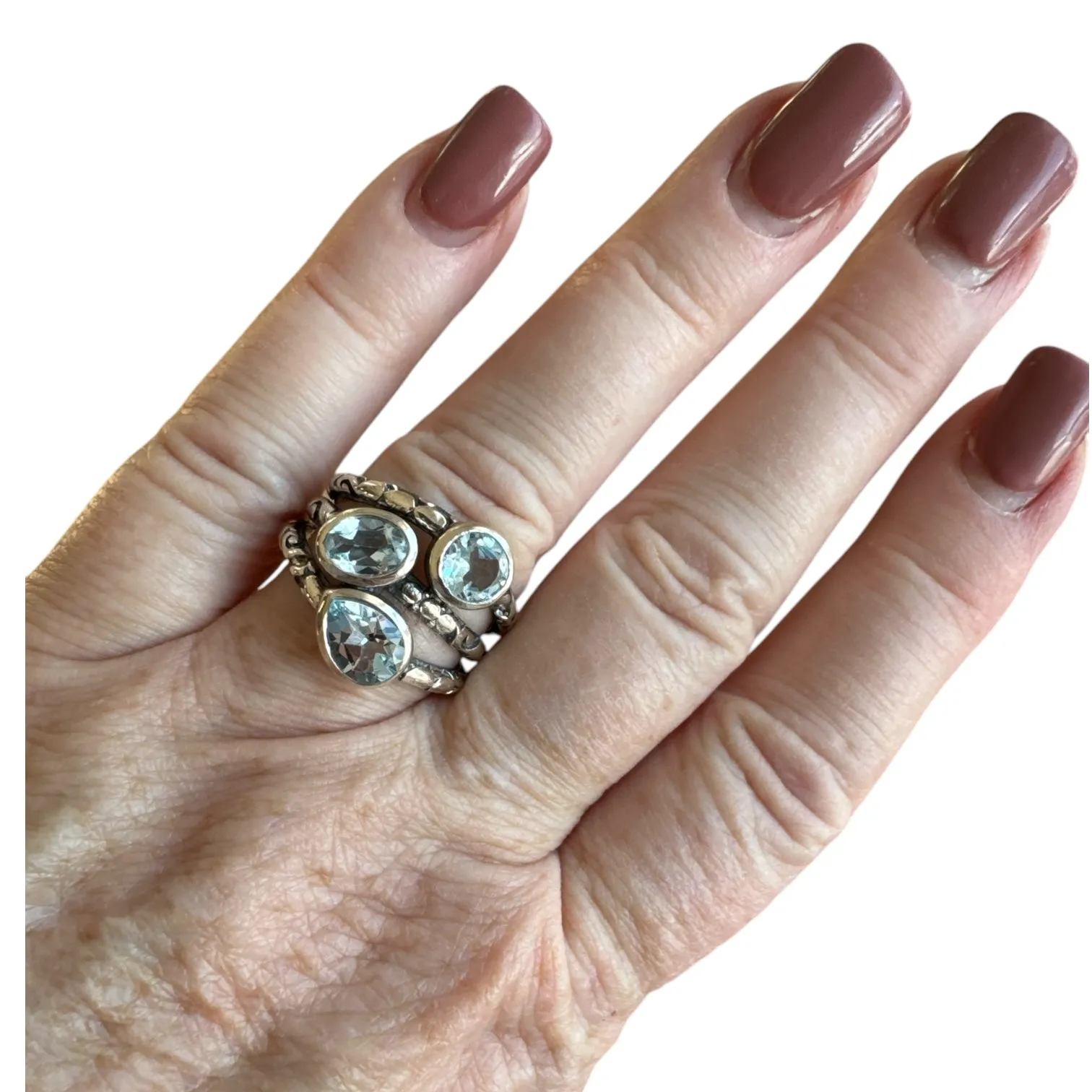 Swiss Blue Topaz Solid 925 Sterling Silver Ring 8