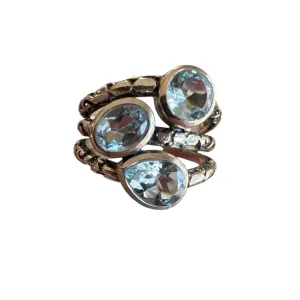 Swiss Blue Topaz Solid 925 Sterling Silver Ring 8
