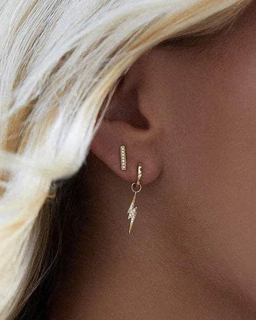 SYDNEY EVAN | Lightning Bold Huggie Hoops | Gold & Diamond