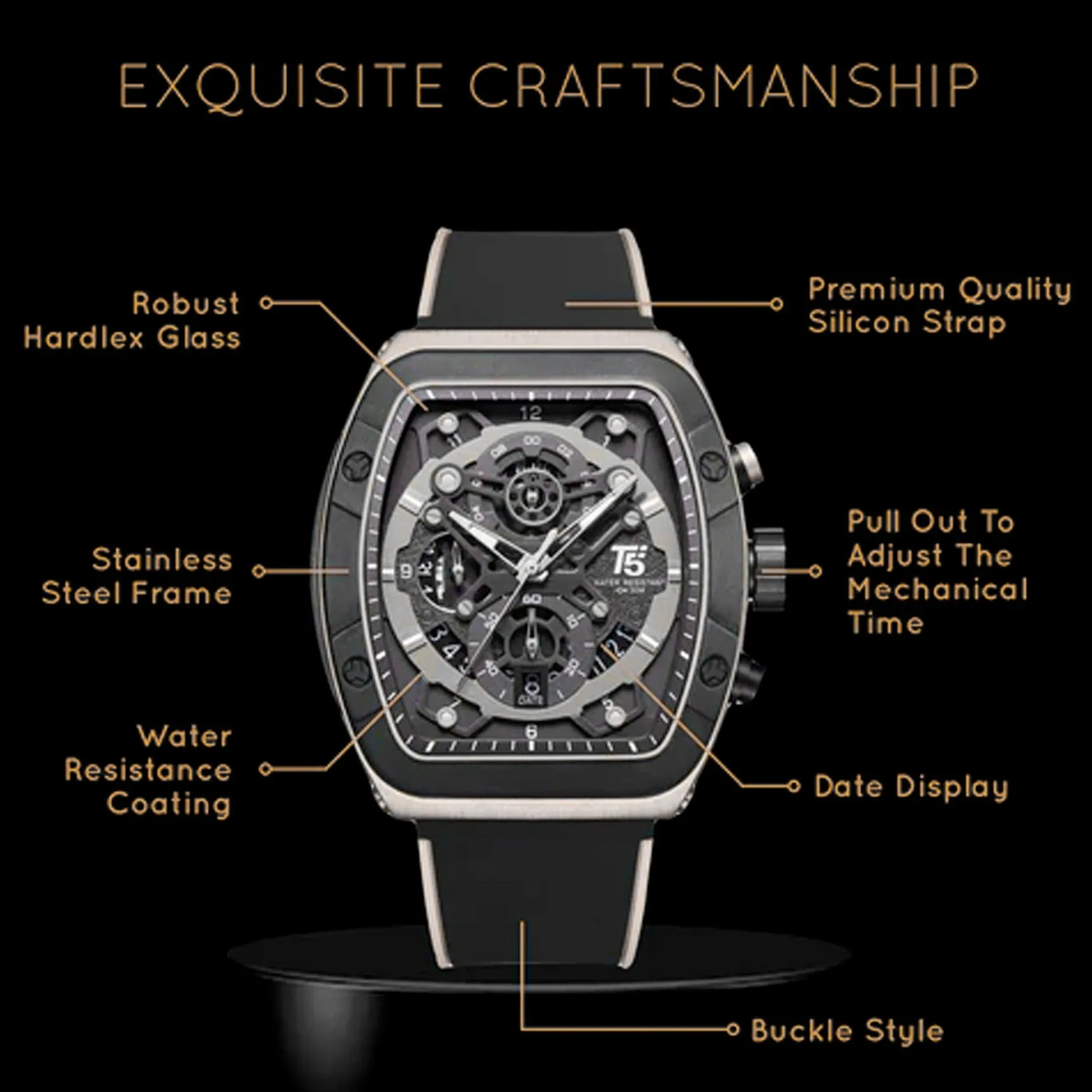 T5 Watch H3857G | Men Stylish Bold Analogue Chronograph