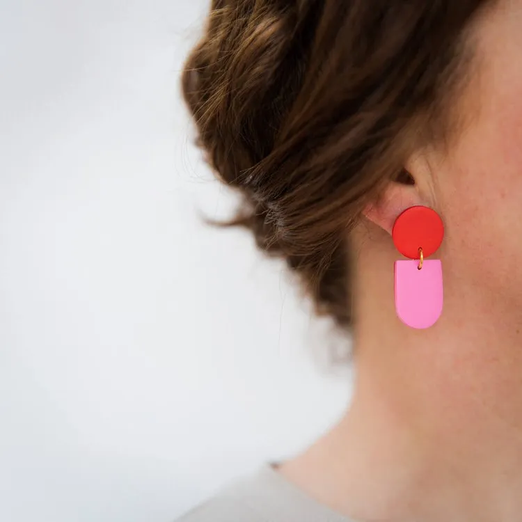 Tengae Red & Pink  Earrings