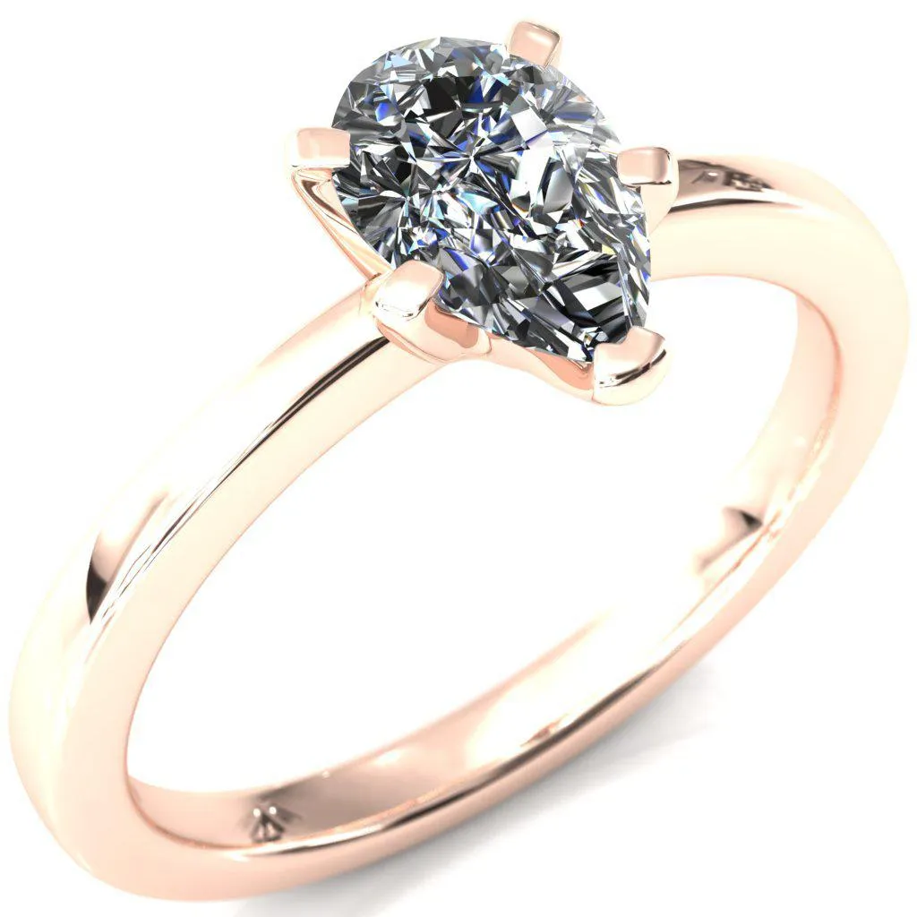 Tessa Pear Moissanite 5  Prong Pitched Shoulders Solitaire Engagement Ring