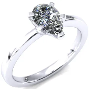 Tessa Pear Moissanite 5  Prong Pitched Shoulders Solitaire Engagement Ring