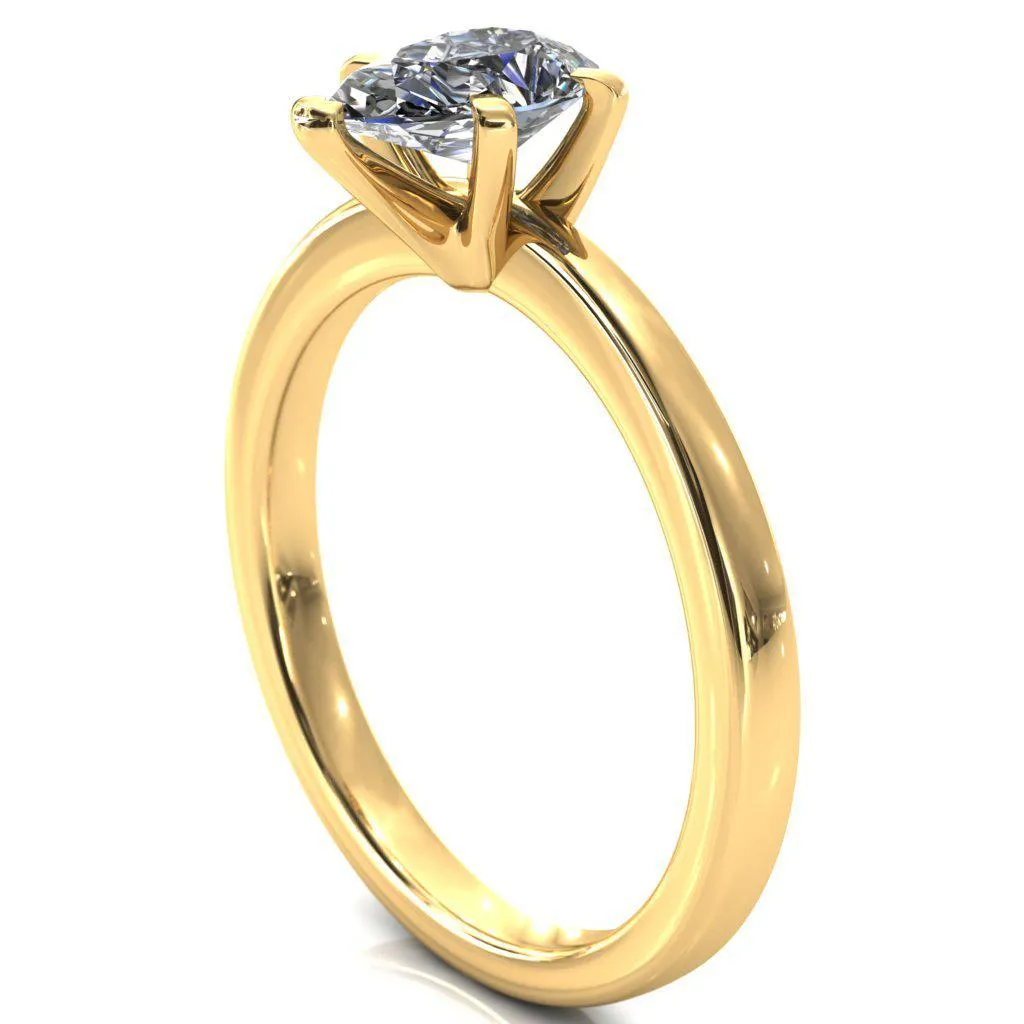 Tessa Pear Moissanite 5  Prong Pitched Shoulders Solitaire Engagement Ring