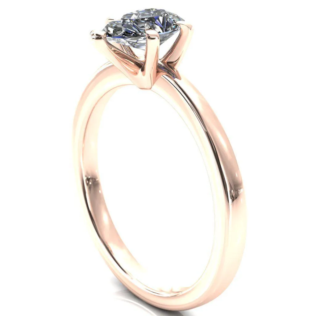 Tessa Pear Moissanite 5  Prong Pitched Shoulders Solitaire Engagement Ring