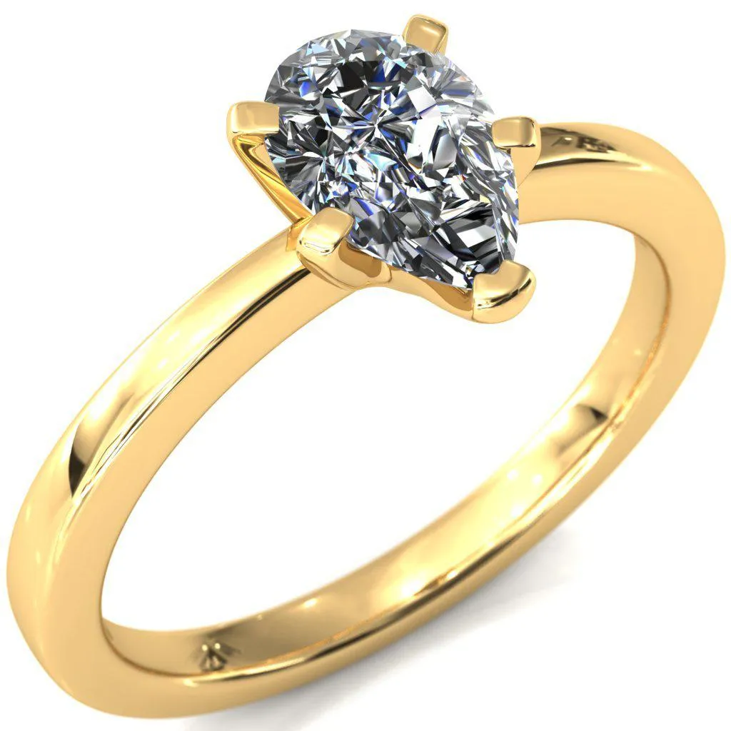 Tessa Pear Moissanite 5  Prong Pitched Shoulders Solitaire Engagement Ring