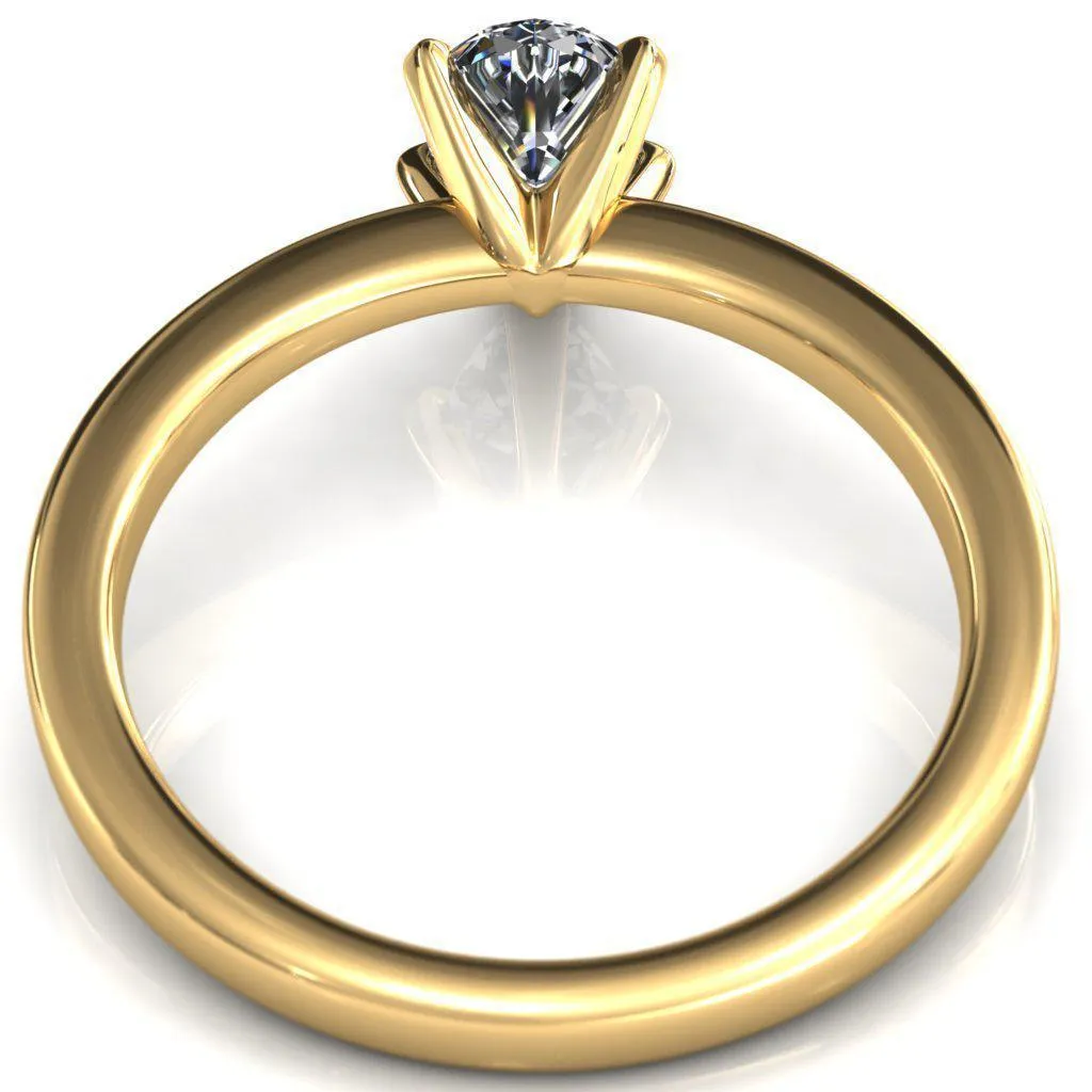 Tessa Pear Moissanite 5  Prong Pitched Shoulders Solitaire Engagement Ring