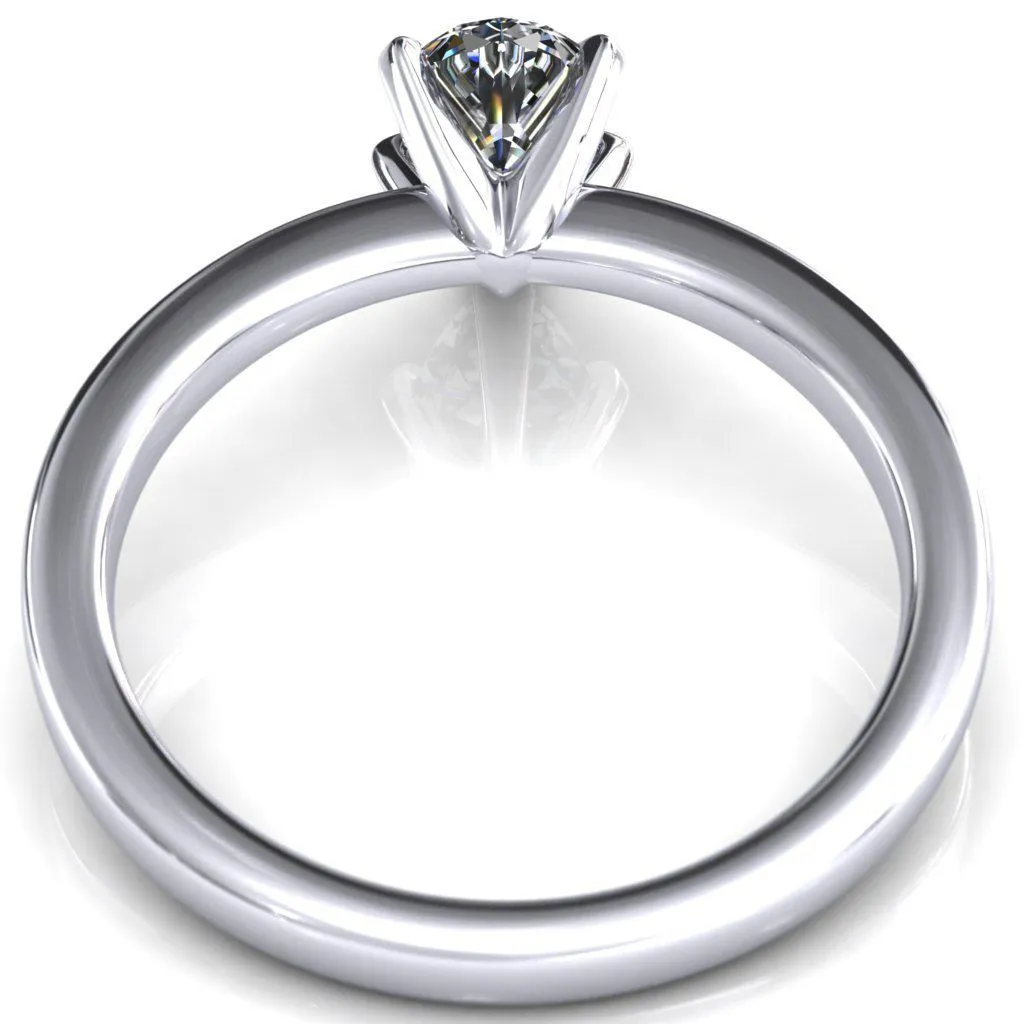 Tessa Pear Moissanite 5  Prong Pitched Shoulders Solitaire Engagement Ring