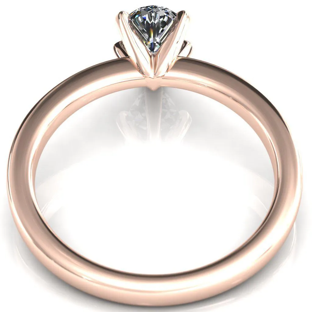 Tessa Pear Moissanite 5  Prong Pitched Shoulders Solitaire Engagement Ring