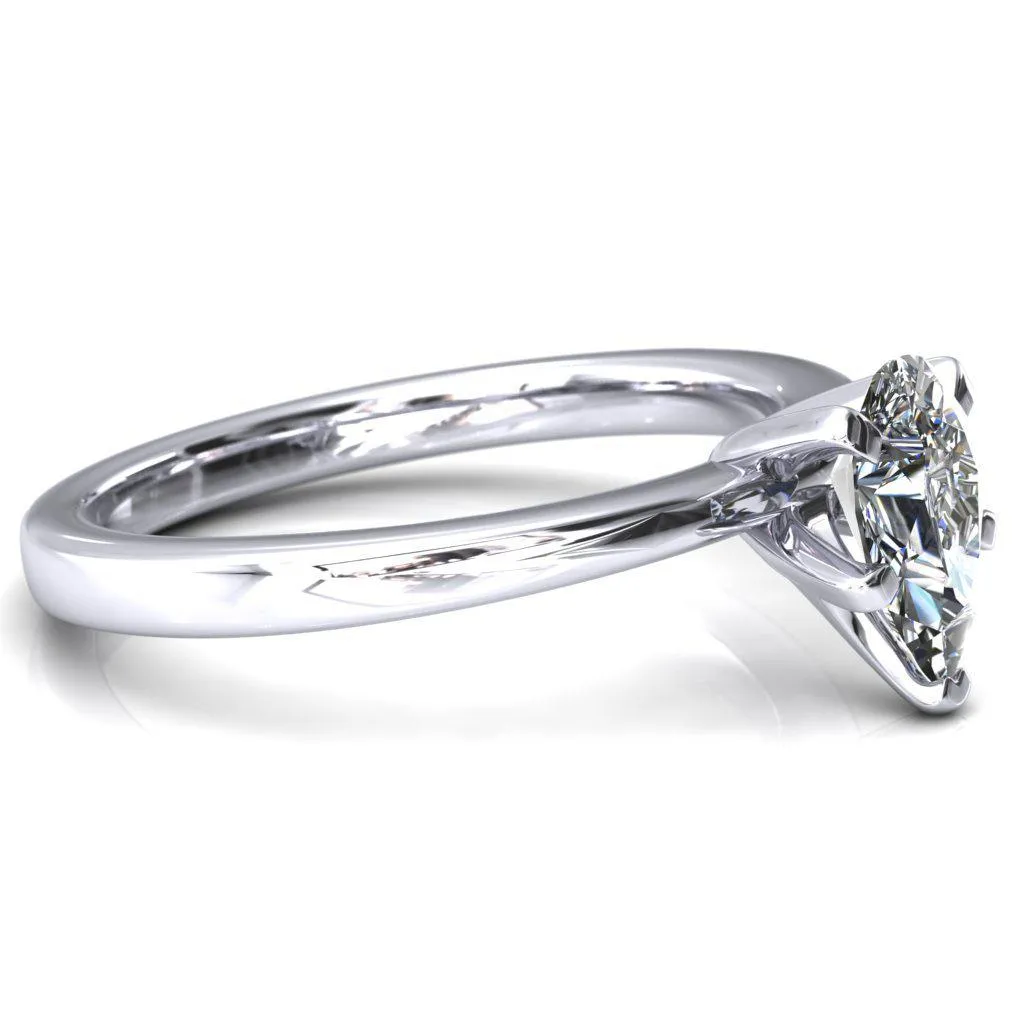 Tessa Pear Moissanite 5  Prong Pitched Shoulders Solitaire Engagement Ring