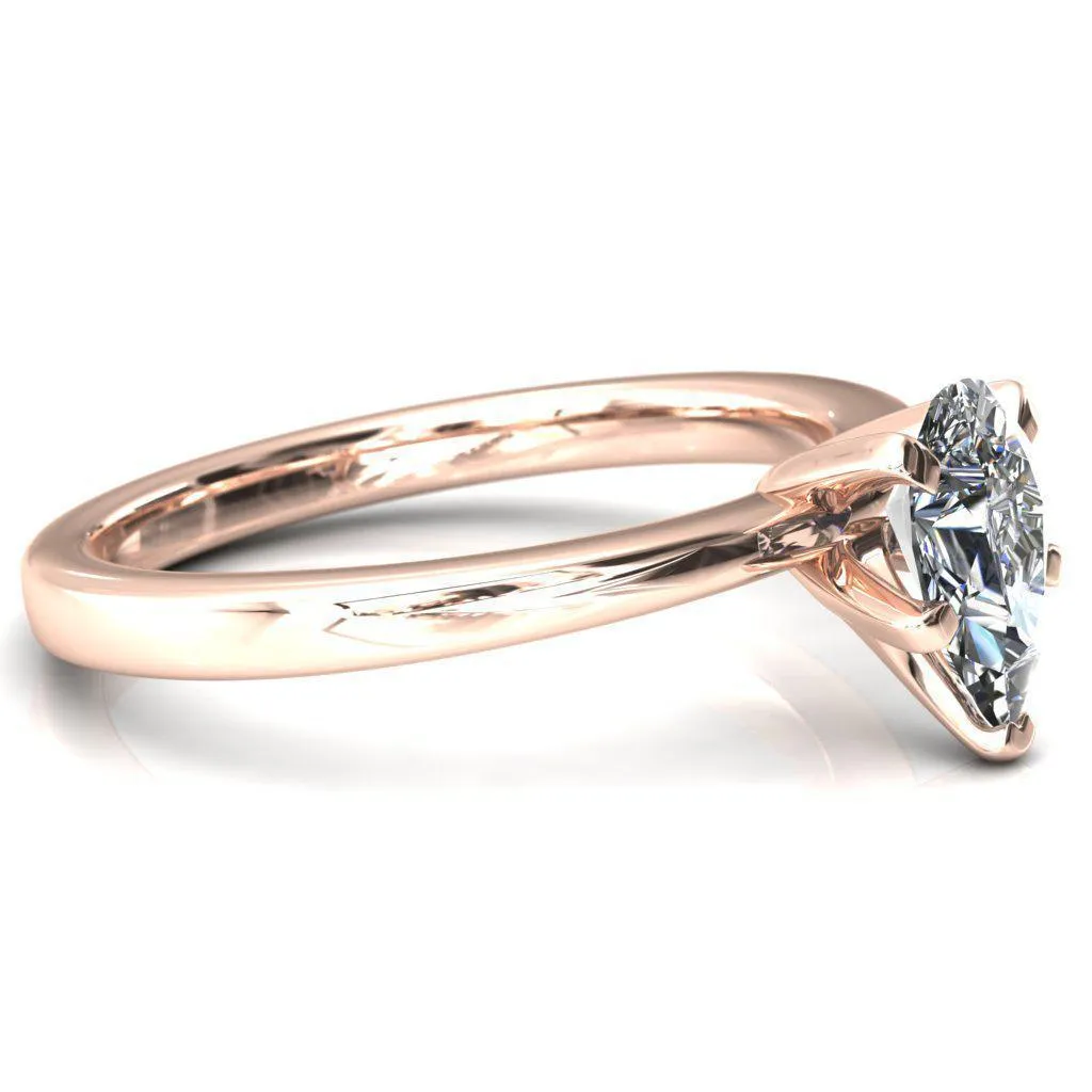 Tessa Pear Moissanite 5  Prong Pitched Shoulders Solitaire Engagement Ring
