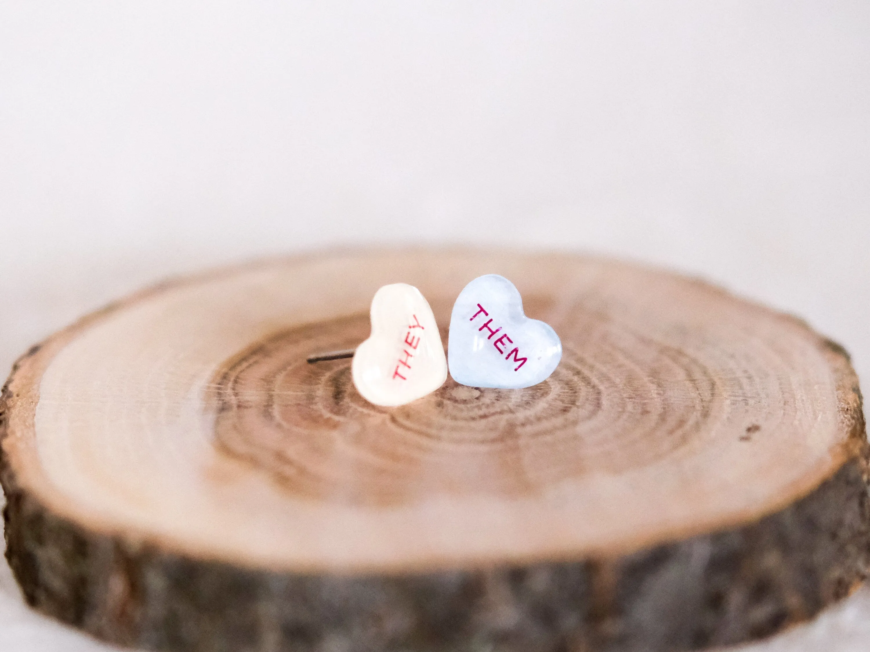 They/Them Pronoun Conversation Heart Earrings