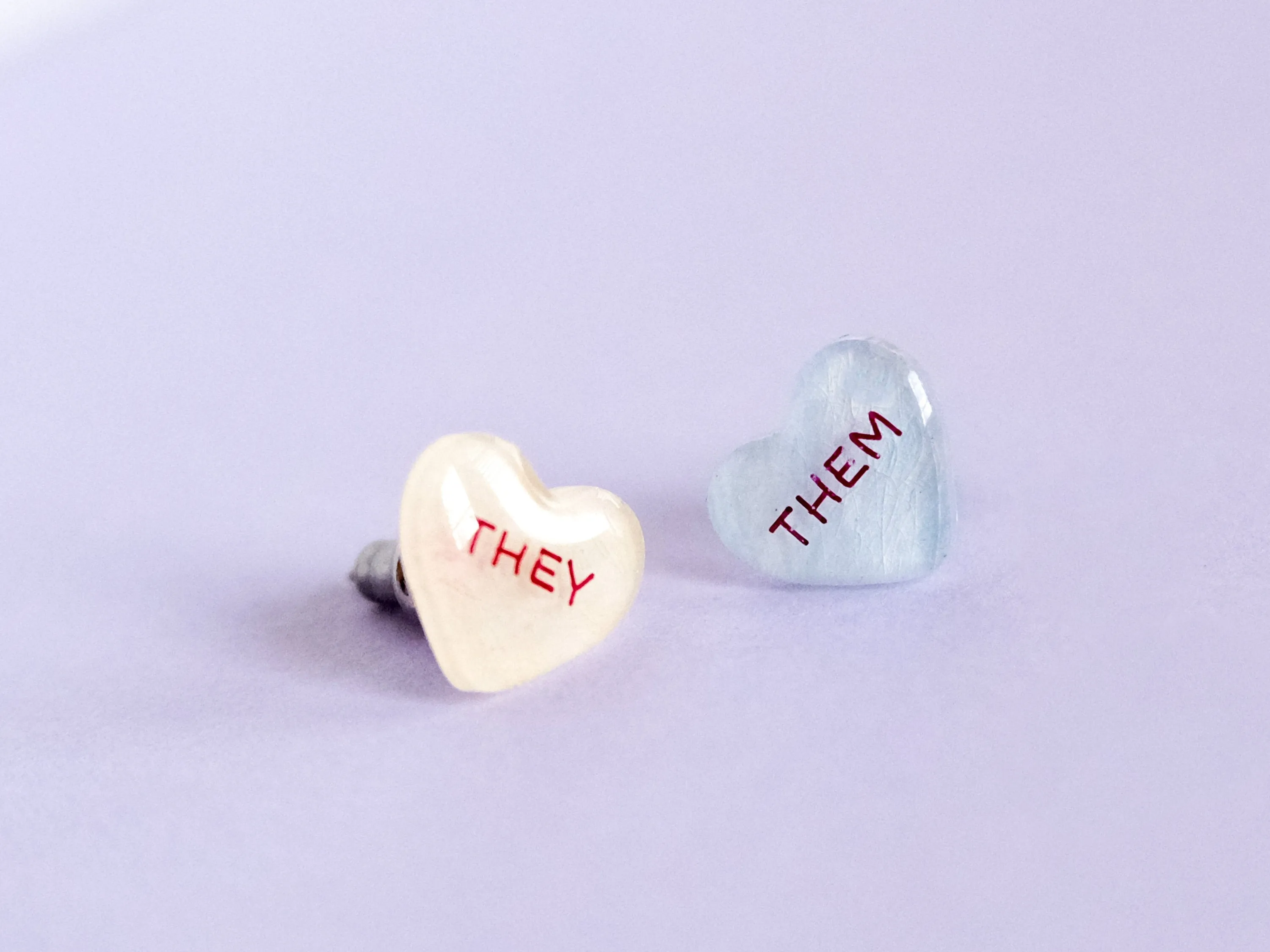 They/Them Pronoun Conversation Heart Earrings