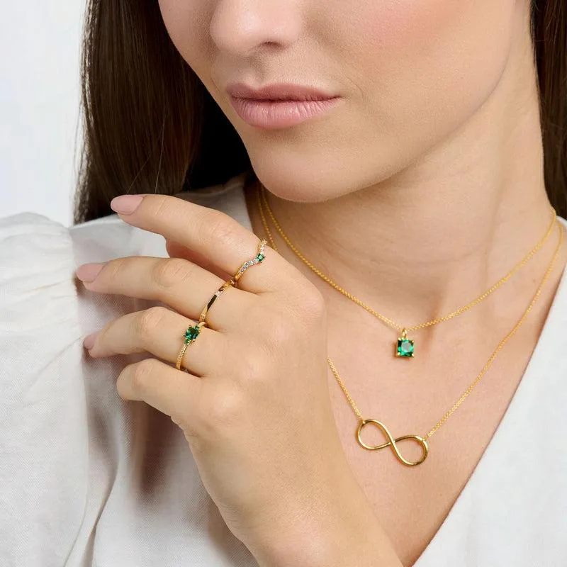 Thomas Sabo Ring Green Stone With White Stones Gold