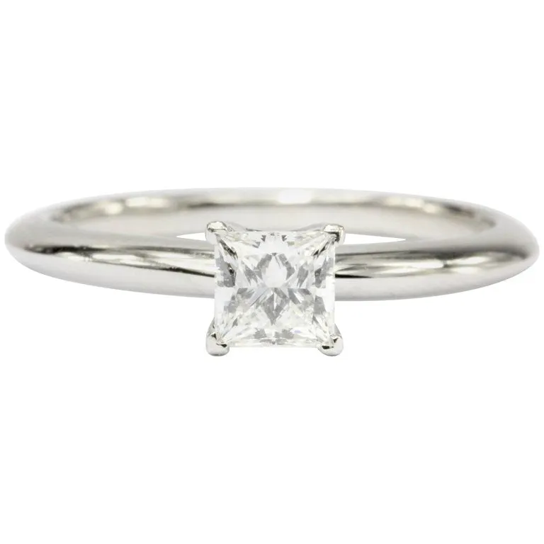 Tiffany & Co Platinum & Princes Cut Diamond Solitaire Engagement Ring