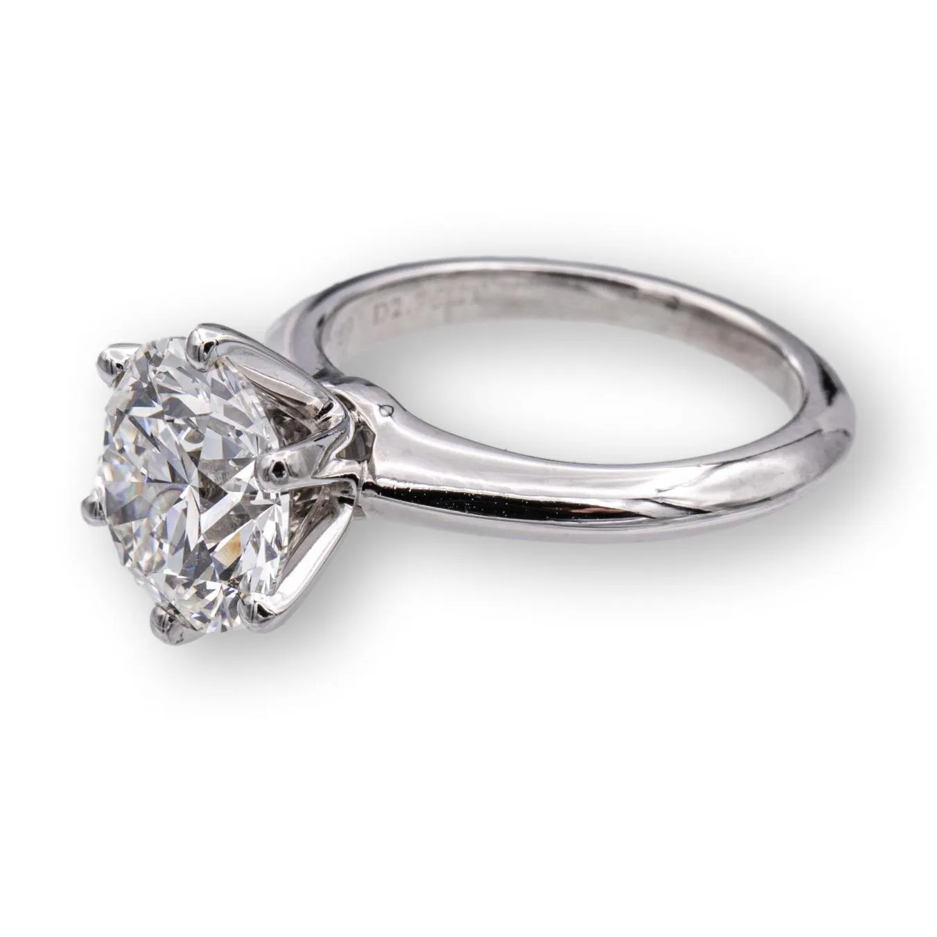 Tiffany & Co Platinum Round Diamond Engagement Ring 2.76 Ct GVS1
