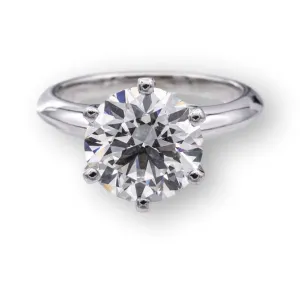 Tiffany & Co Platinum Round Diamond Engagement Ring 2.76 Ct GVS1
