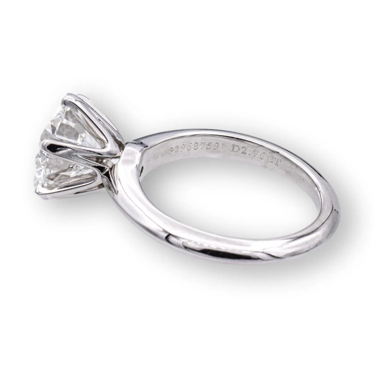 Tiffany & Co Platinum Round Diamond Engagement Ring 2.76 Ct GVS1