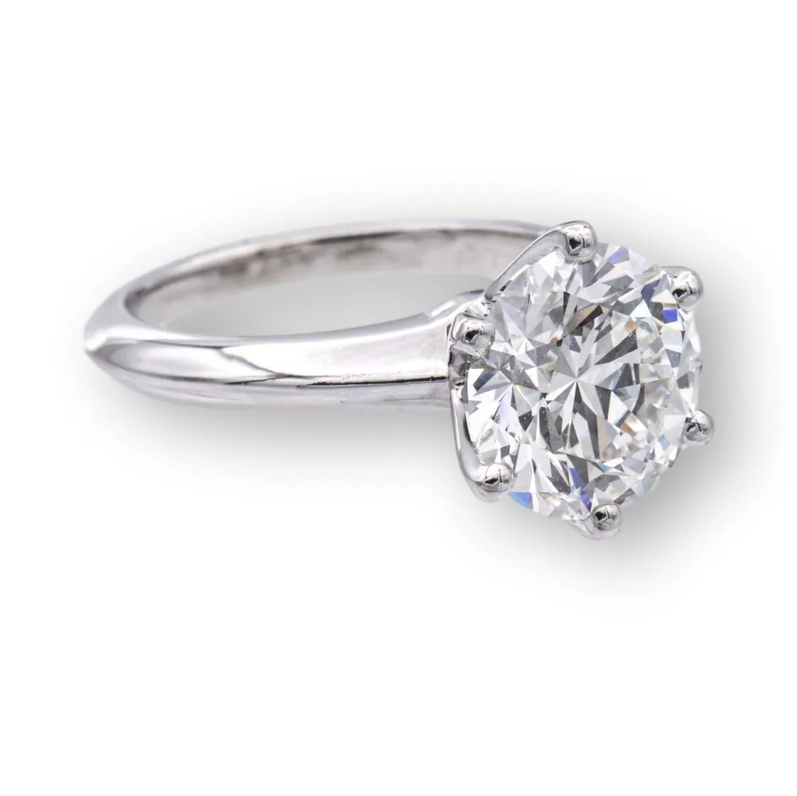 Tiffany & Co Platinum Round Diamond Engagement Ring 2.76 Ct GVS1