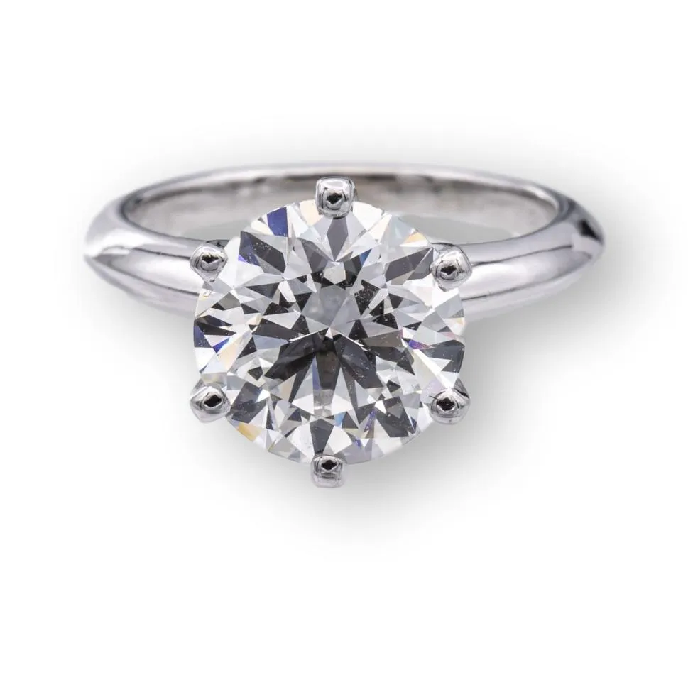 Tiffany & Co Platinum Round Diamond Engagement Ring 2.76 Ct GVS1