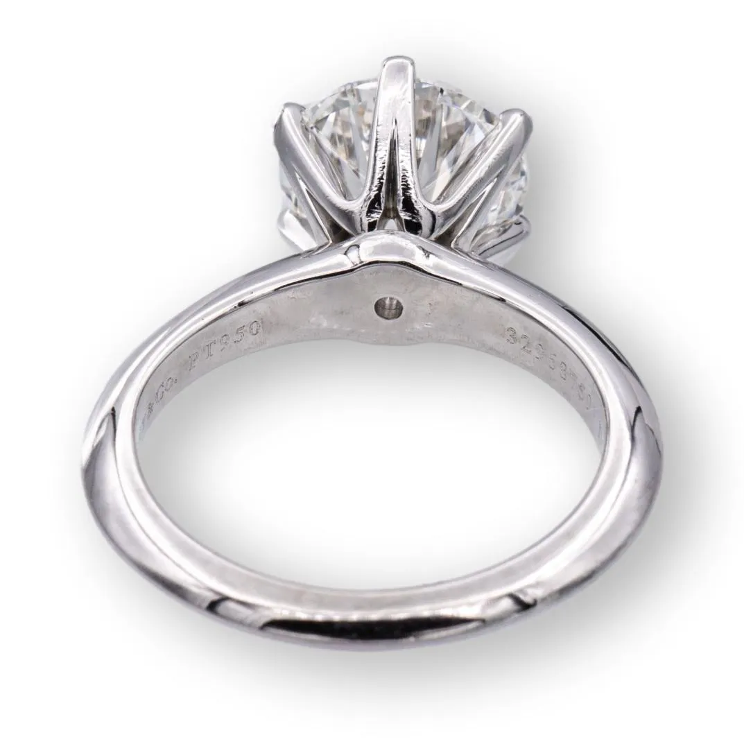 Tiffany & Co Platinum Round Diamond Engagement Ring 2.76 Ct GVS1