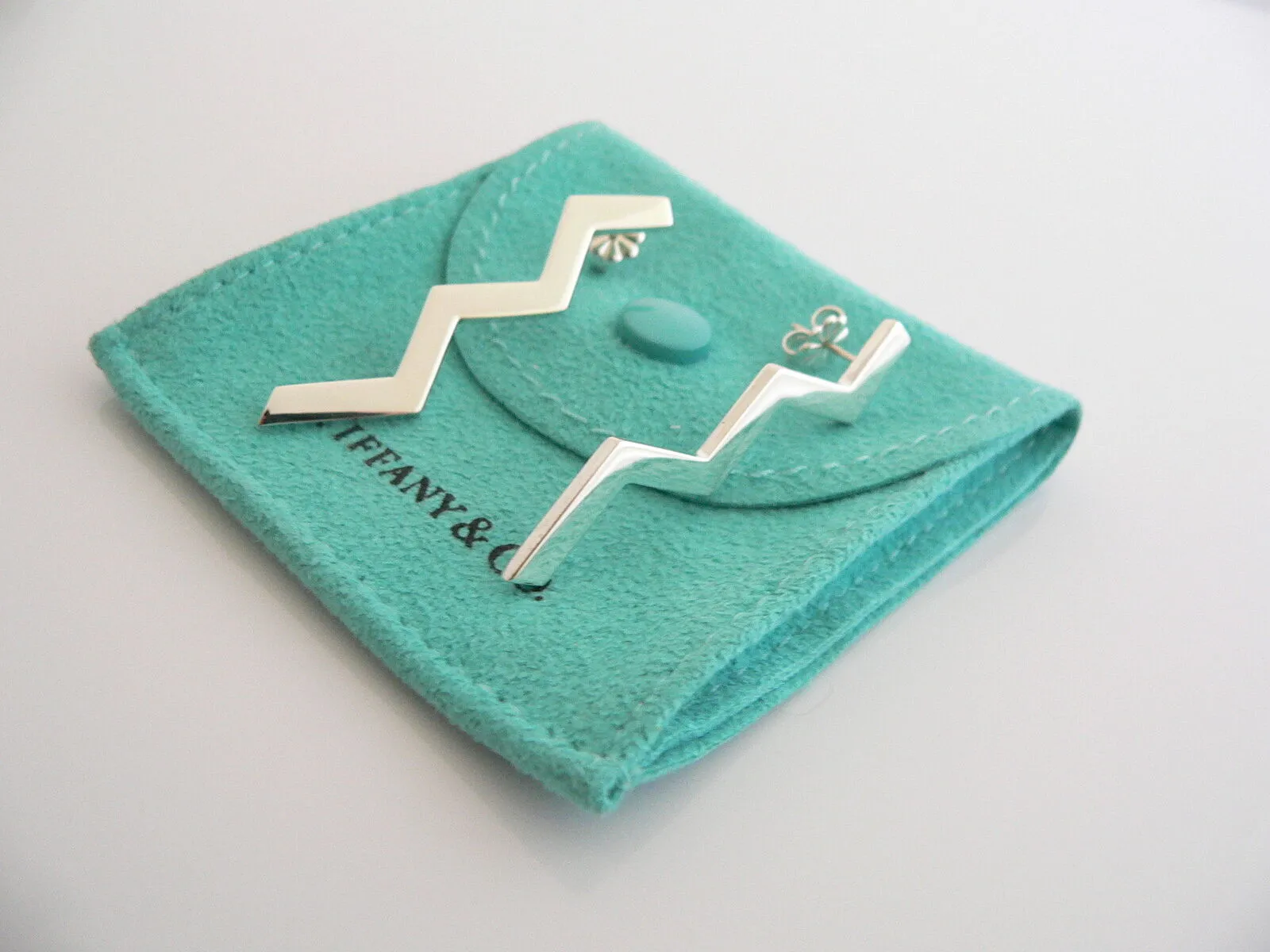 Tiffany & Co Silver Zig Zag Earrings Long Picasso Gift Pouch Love Silver Present