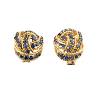 Tiffany & Company Sapphire Rope Work Earrings in 18 Karat Yellow Gold