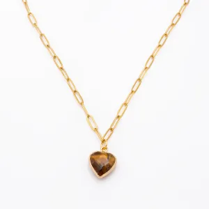 Tiger Eye - Paper Clip Necklace