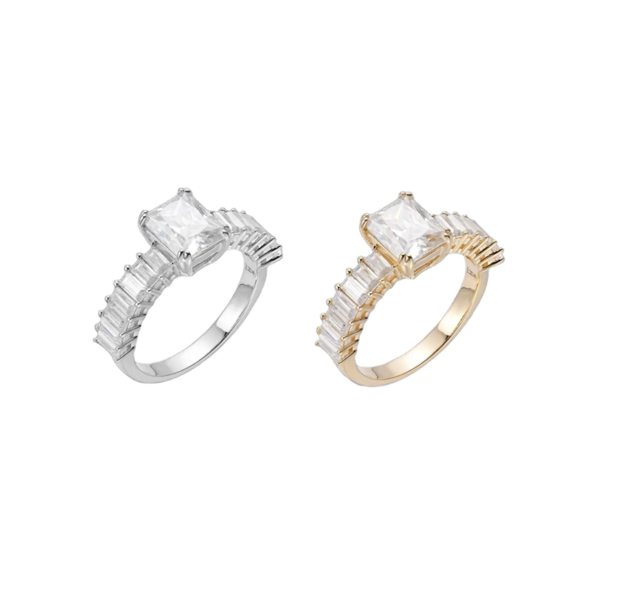 Timeless Radiance Square-Cut Lab-Created Moissanite Sterling Silver Ring - M102799
