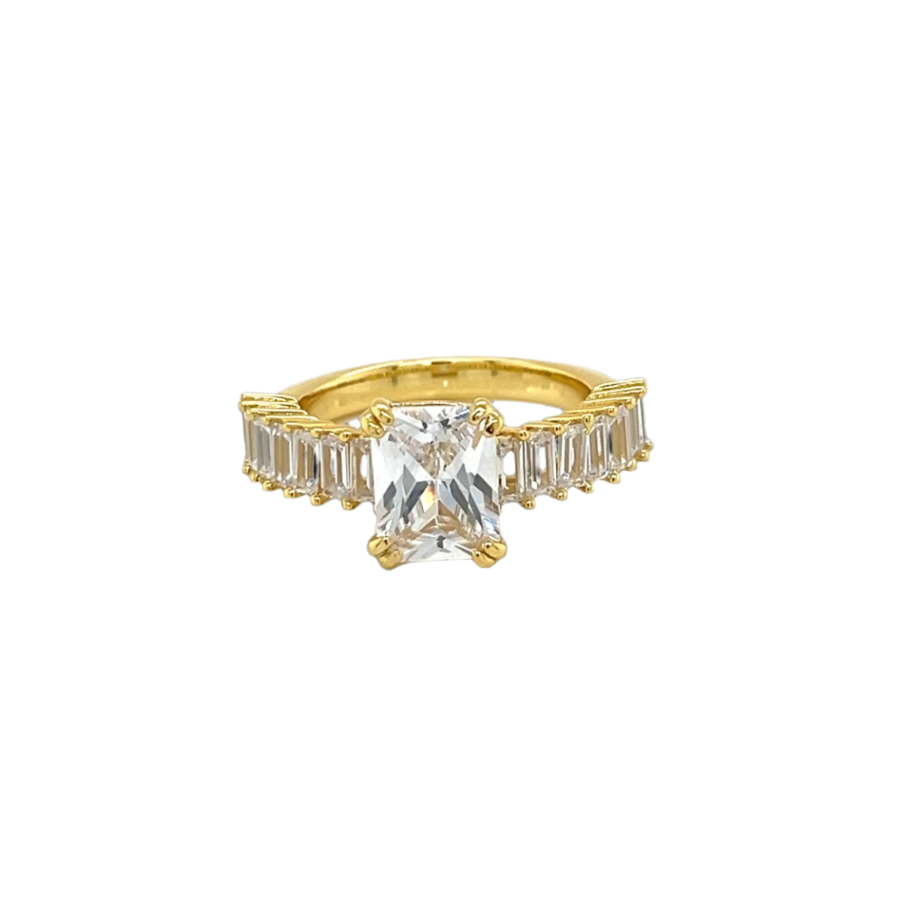 Timeless Radiance Square-Cut Lab-Created Moissanite Sterling Silver Ring - M102799