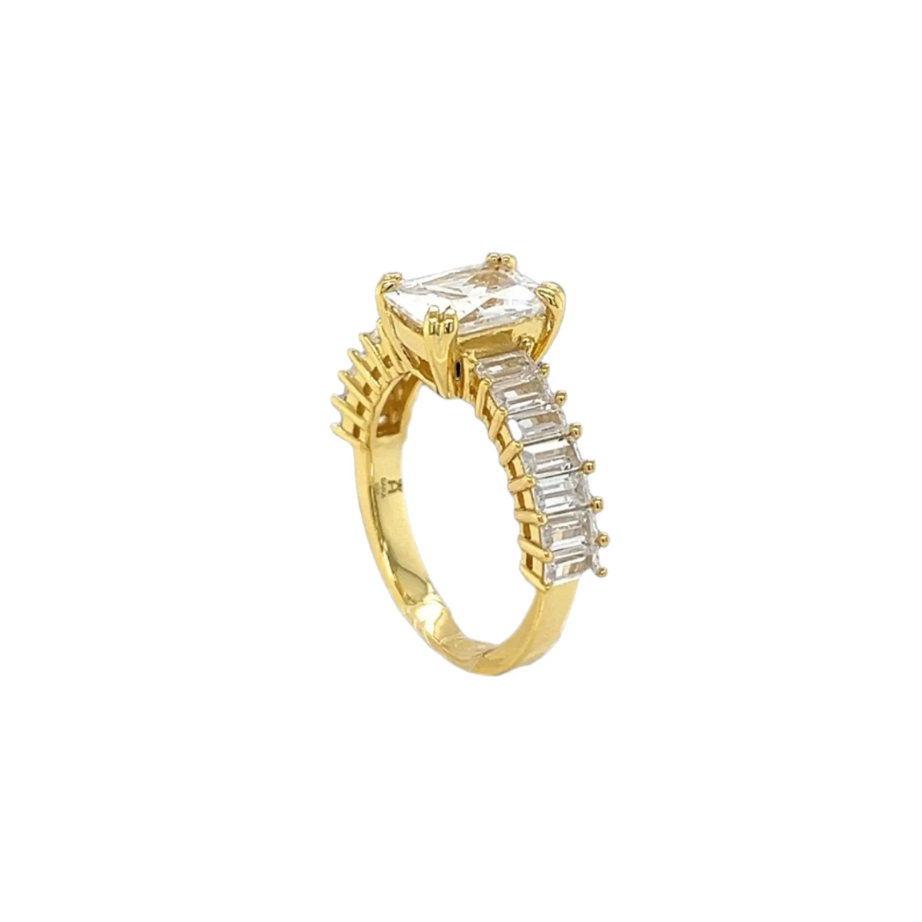 Timeless Radiance Square-Cut Lab-Created Moissanite Sterling Silver Ring - M102799