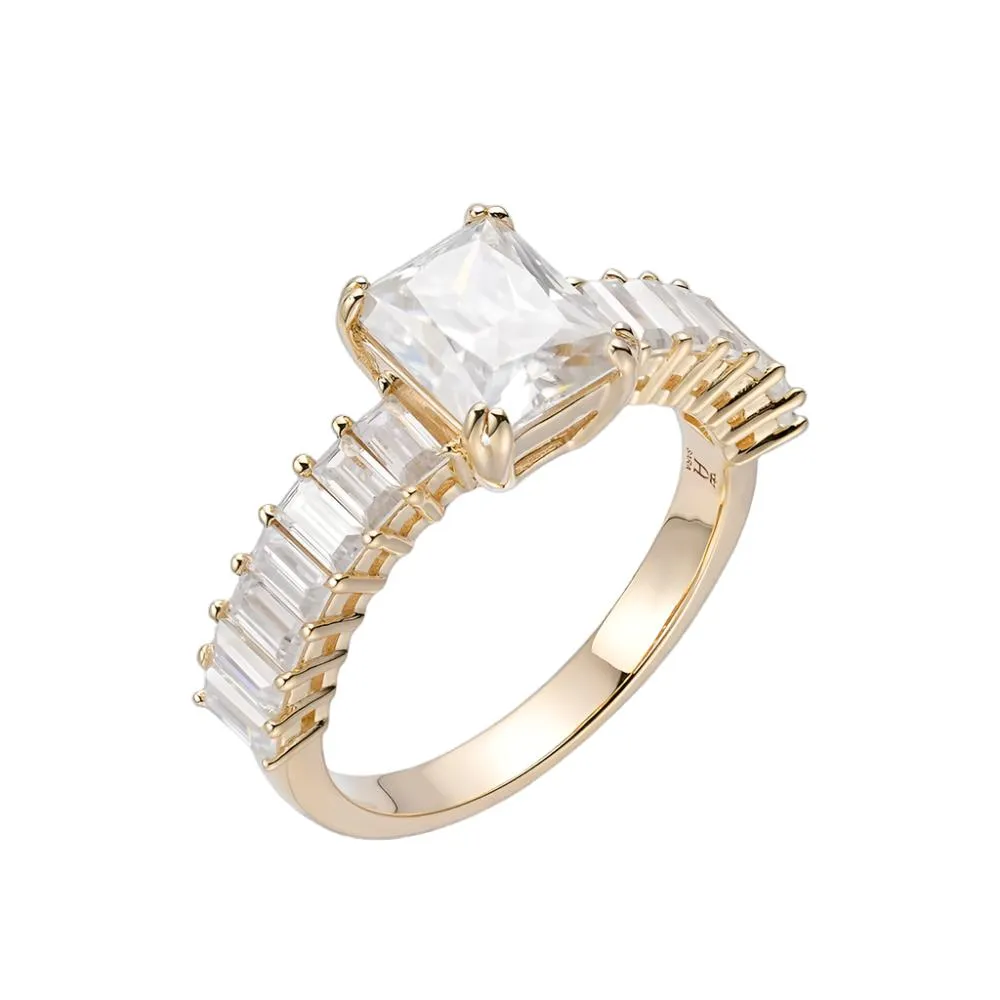 Timeless Radiance Square-Cut Lab-Created Moissanite Sterling Silver Ring - M102799