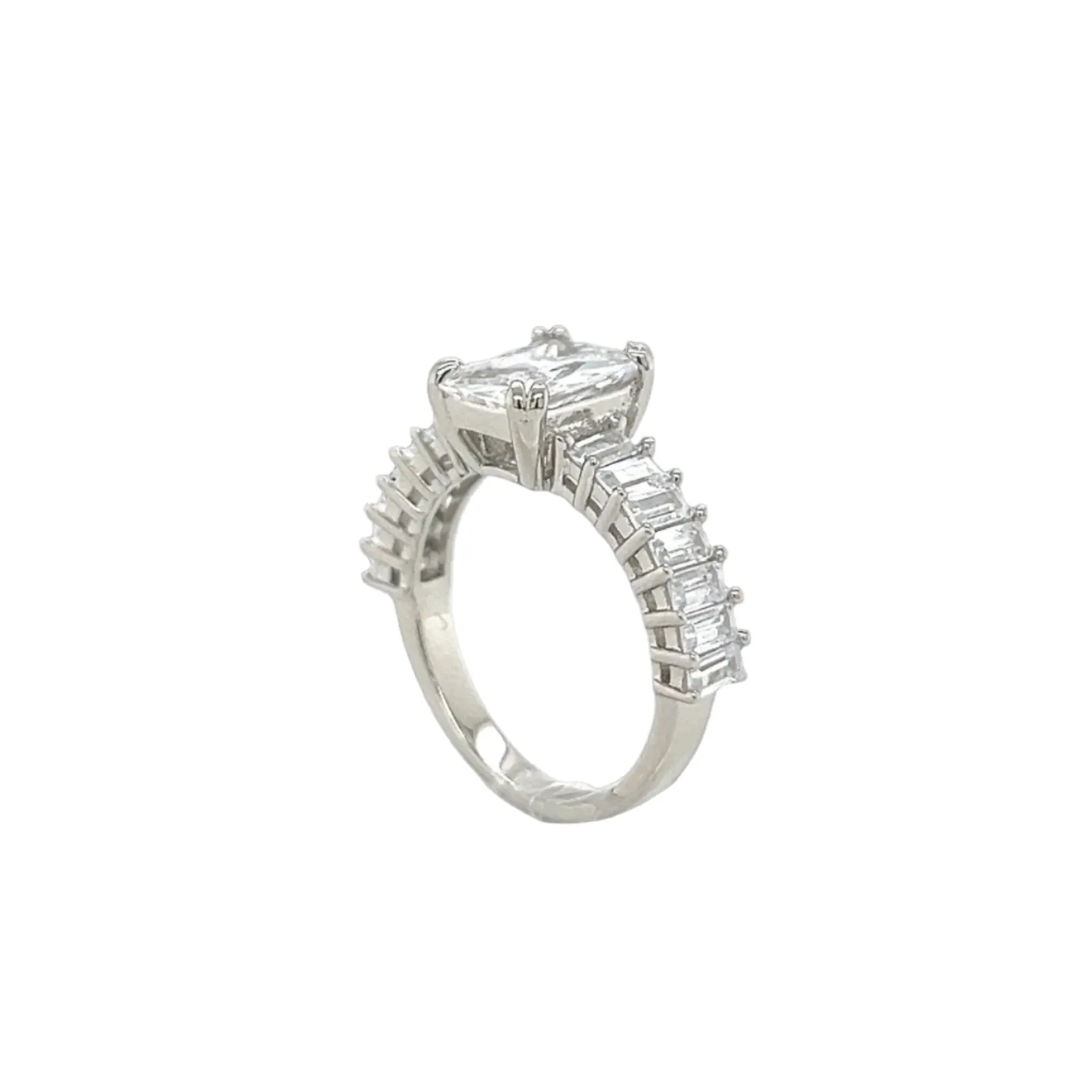 Timeless Radiance Square-Cut Lab-Created Moissanite Sterling Silver Ring - M102799