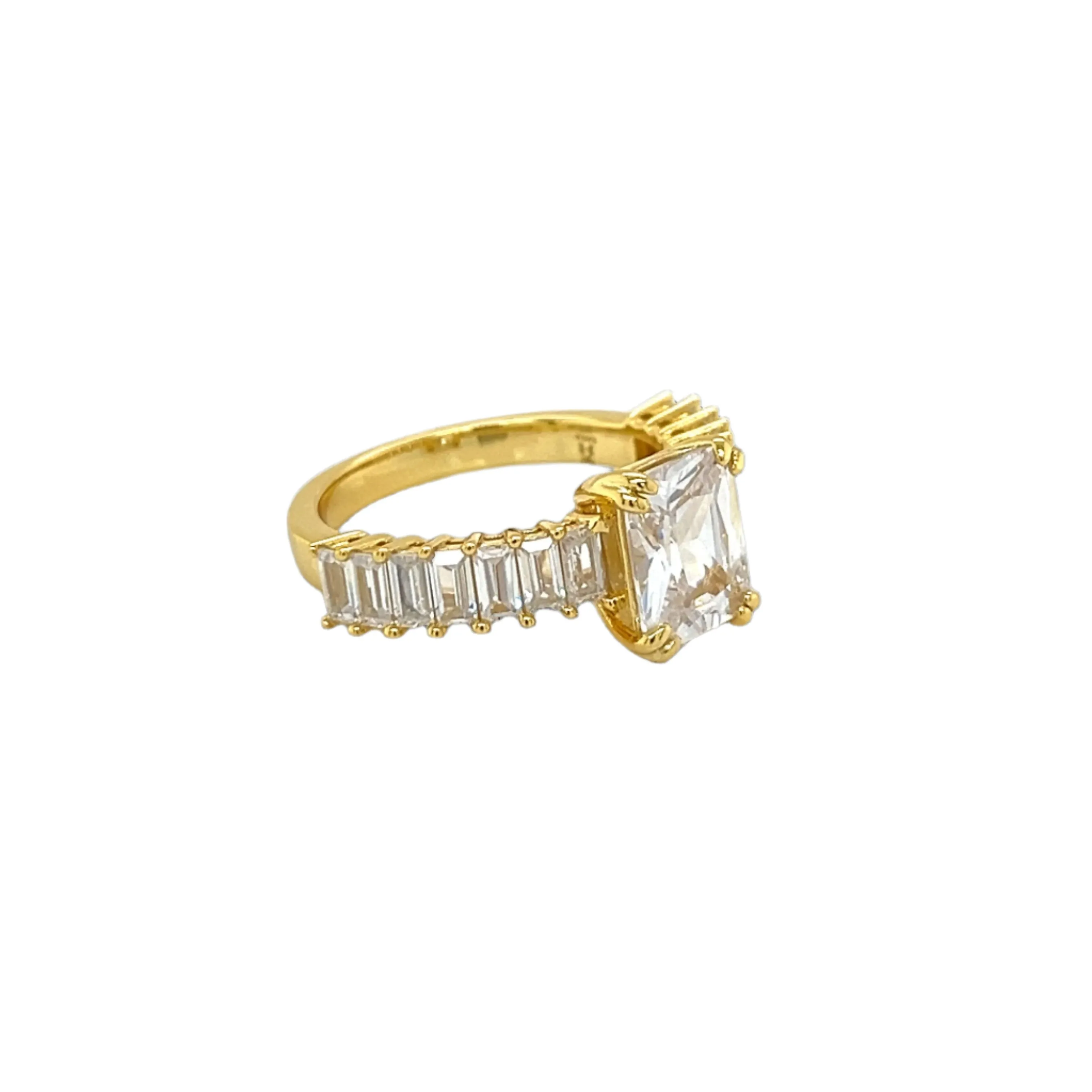 Timeless Radiance Square-Cut Lab-Created Moissanite Sterling Silver Ring - M102799