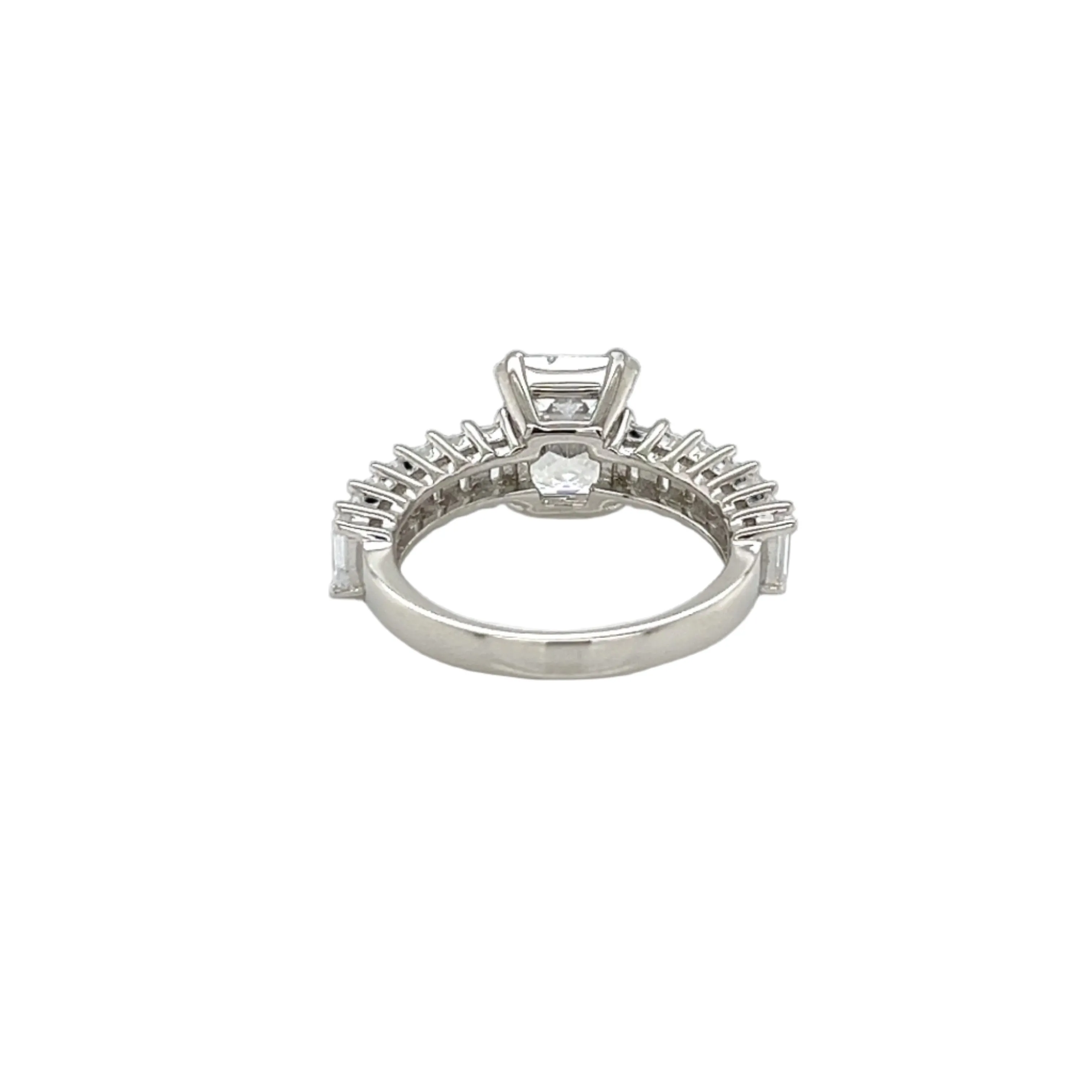 Timeless Radiance Square-Cut Lab-Created Moissanite Sterling Silver Ring - M102799