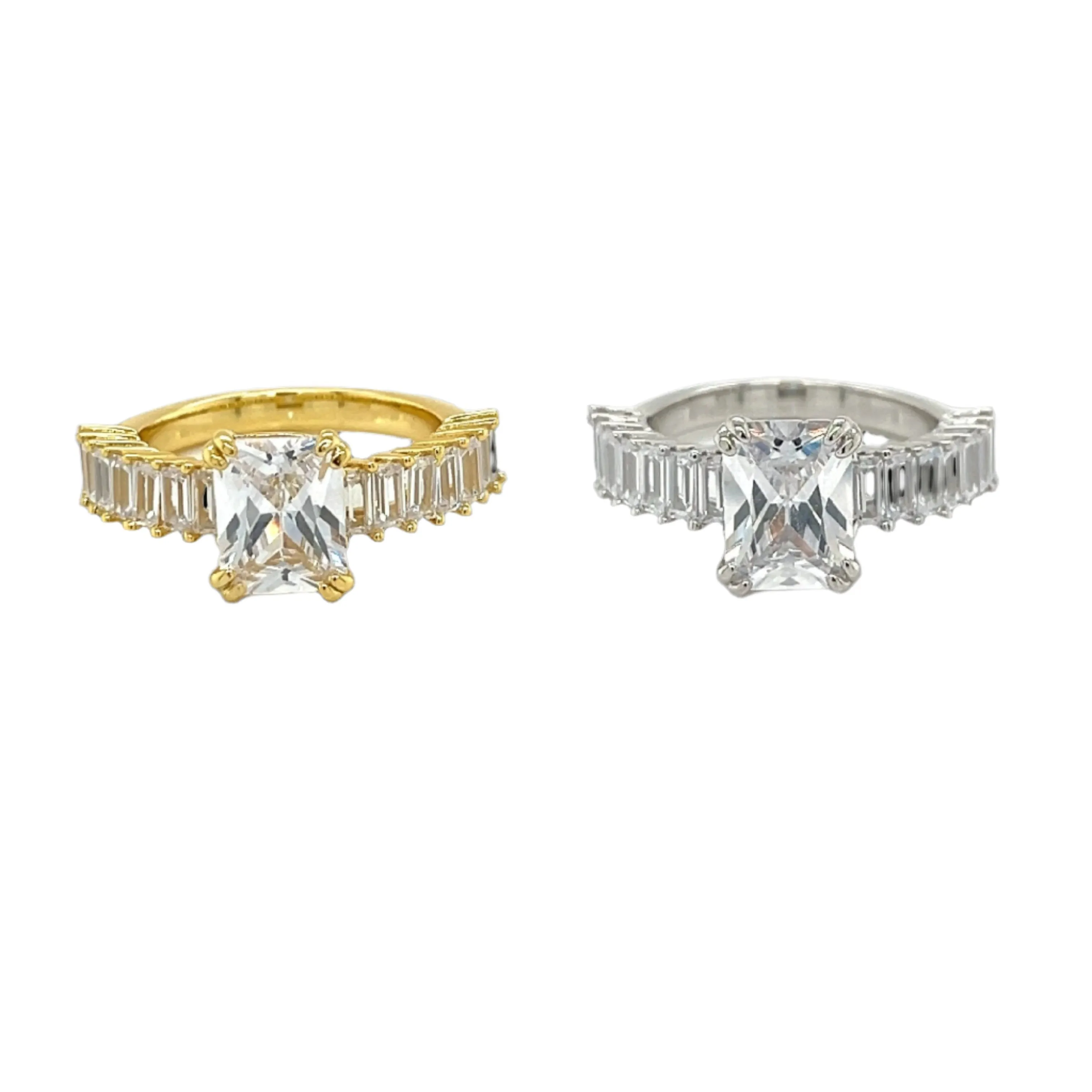 Timeless Radiance Square-Cut Lab-Created Moissanite Sterling Silver Ring - M102799
