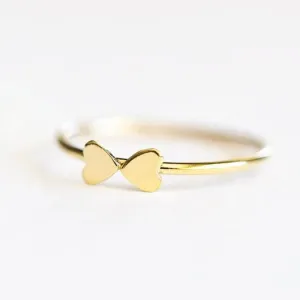 Tiny Heart Bow Stacking Ring